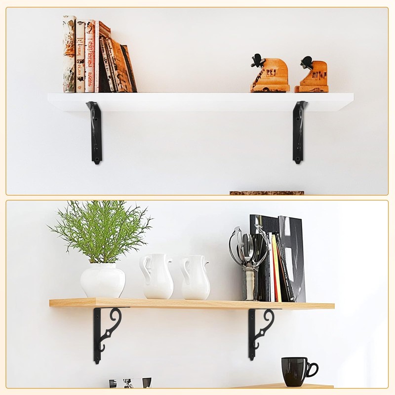 M METERXITY 4-Pack Shelf Brackets, 5 Inch Long l Shape