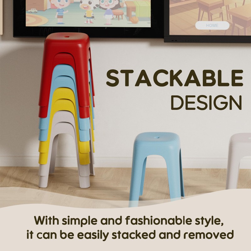 Anywish 6 Pack Stackable Classroom Stools 18 Inch Nesting Plastic