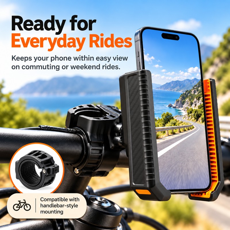 Golf Cart Phone Holder for Hands-Free Viewing – 360° Rotating