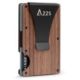 Carbon Fiber Minimalist Wallet for Men - RFID Blocking Credit Card Holder Metal Wallet- Money Clip Slim Front Pocket, Minimalist (Walnut)