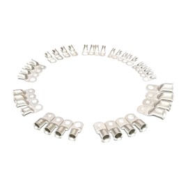 AC/DC Wire TINNED Copper Heavy Duty Lug Ring Terminals Battery, 600v, Marine, Carts, Cars, Trucks (8 awg (Stud 10) m5, 25 pc)