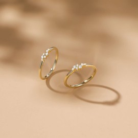 Titaniumcentral 925 Sterling Silver 14K Gold Plated Wedding Bands for Women Dainty Stackable Cubic Zirconia Engagement Rings (Size I)