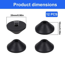 TUKEVA Pack of 12 Attachment Conical Rubber Seal M6 Toilet Bolts Rubber Washers Conical Rubber Washers for Toilet Bolts Seals for Toilet Container to Bowl Bolt (Black, 6 mm)