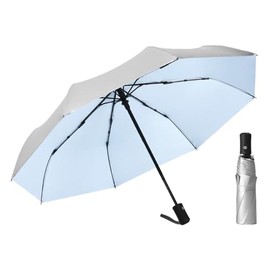 ThreeH Compact Travel Umbrella Automatic Open and Close Silver Coating Layer UV Blocking for Men Women Teenagers, blue
