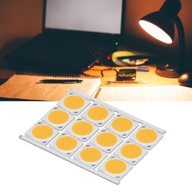 Haofy COB Integrated LED Light Chip, 12 Pieces COB Light Source High Performance Round LED Chip 12 W 36-41 V 1080 LM for DIY Interior Lighting (White) (Warm Light)