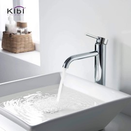 KIBI KBF1009 Solid Brass Single Handle Circular Faucet for Bathroom Sink with Pop Up Drain | High Arc Faucet spout (Chrome Finish)