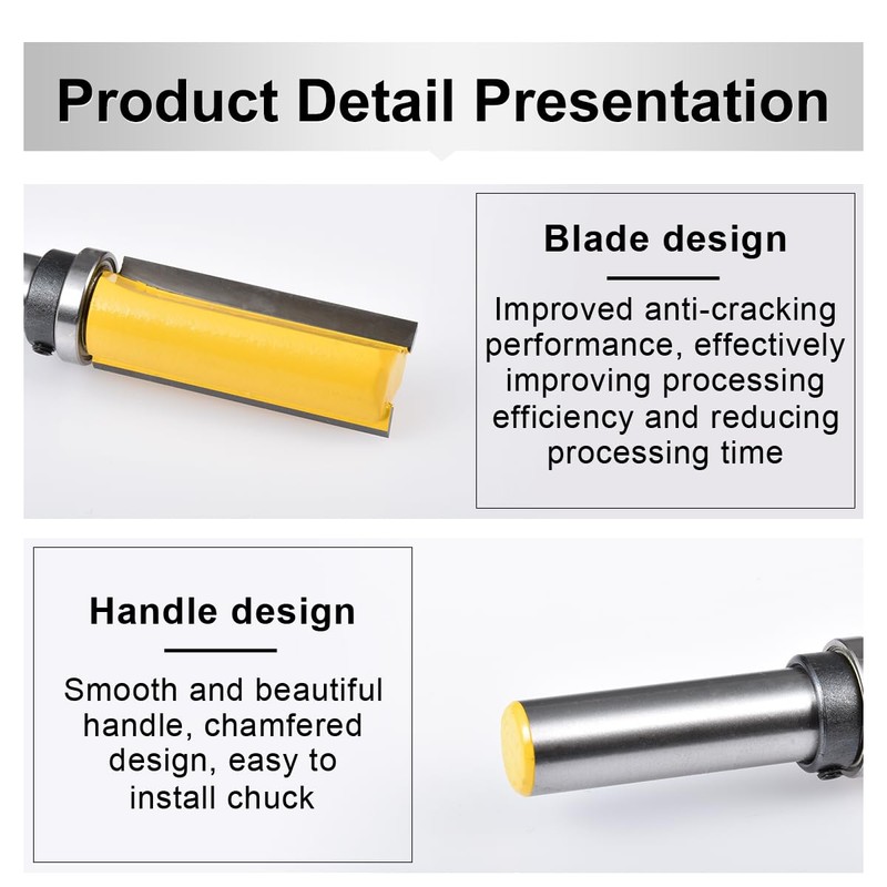 HOHXEN Flush Trim Router Bit 1/4" Shank 1/2'' Width,Top Bearing
