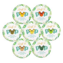 Summer-Ray 50pcs Baby Shower Ready to Pop Favor Gift Tags with Mixed Color Rhinestone (White Floral II)