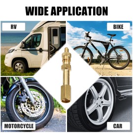 X AUTOHAUX 1 Set 1.97" Dually Valve Stem Extenders Straight Dual Tire Valve Extension for Car Truck RV Pickup Motorcycle Gold Tone