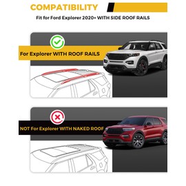 EZREXPM 265LBS Lockable Cross Bars Roof Rack Fit for Ford Explorer 2020-2025 Aluminum Crossbars Cargo Bar Luggage Baggage Carrier Rooftop Accessories, for Storage Bag Kayak Snowboard Canoe Bike