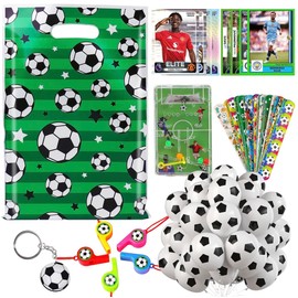 Football Party Bags Fillers – 10 Pre Filled Party Bags for Kids with Football Toys, Whistles, Balloons, Cards, Bracelets & More – Fun Football Party Favours for Boys Girls Birthday Game Day