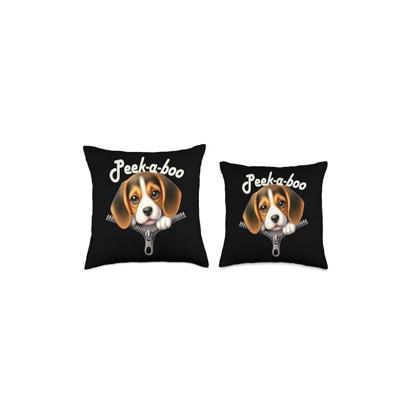 Funny - Peek-a-boo - Beagle Throw Pillow