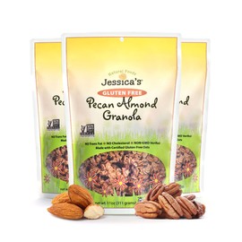 Jessica’s Natural Foods - Gluten-Free Pecan Almond Granola made with toasted pecans and almonds, Non-GMO, no artificial flavors or preservatives, 11oz (Pack of 3)