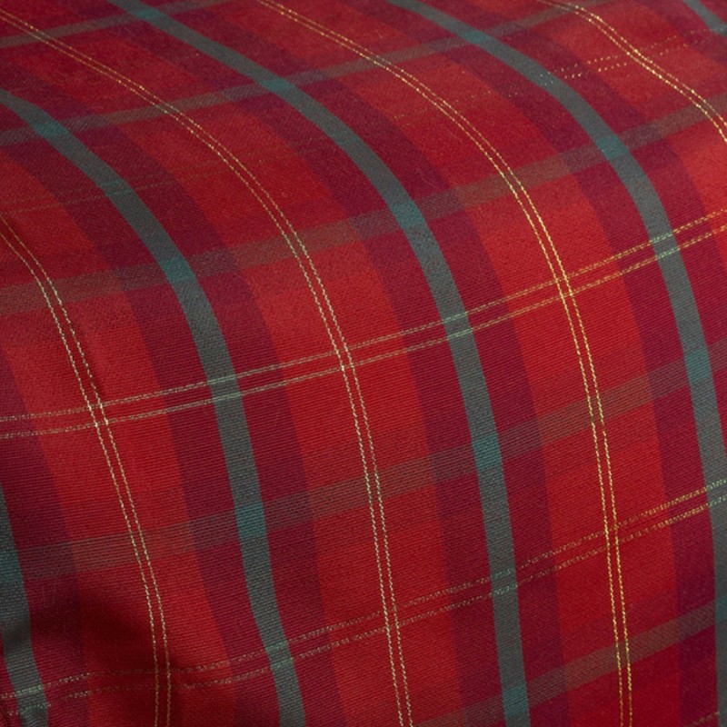 Christmas Tartan Check Woven Tablecloth Red & Gold Festiv Dining