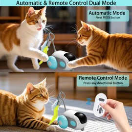 Pixibond Remote Control Mouse Cat Toy, Interactive Cat Toys with Two-Speed Adjustment USB Rechargeable Automatic Moving and Remote Control Kitten Exercise Toys for Bored Indoor Cats (Blue)