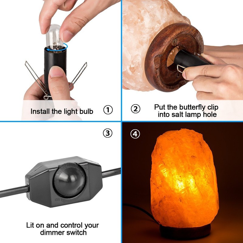 haraqi Himalayan Salt Lamp Cord and Bulb with Dimmer Switch,Original