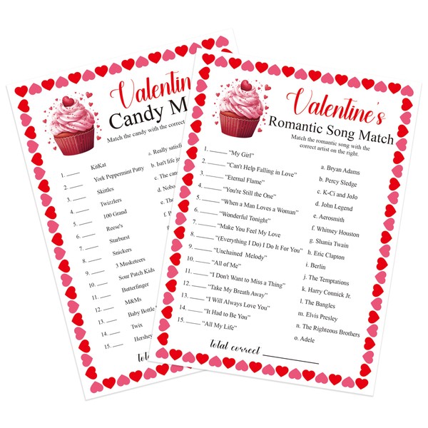 OXEDP Valentine's Day Party Games Card - Pack of 30