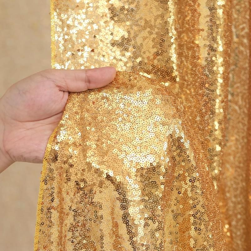 Gold Sequin Backdrop Curtain Panels Stage 2 Count 2FTx8FT Wedding