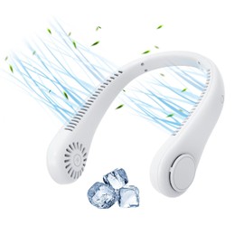 Nackenventilator, Tragbarer Mini Hals Ventilator, 360° Kühlender Nackenventilator, Mini USB Ventilator mit 3 Geschwindigkeiten, Wiederaufladbarer, Halsventilator Leise für Sport Reisen Büro, Weiß