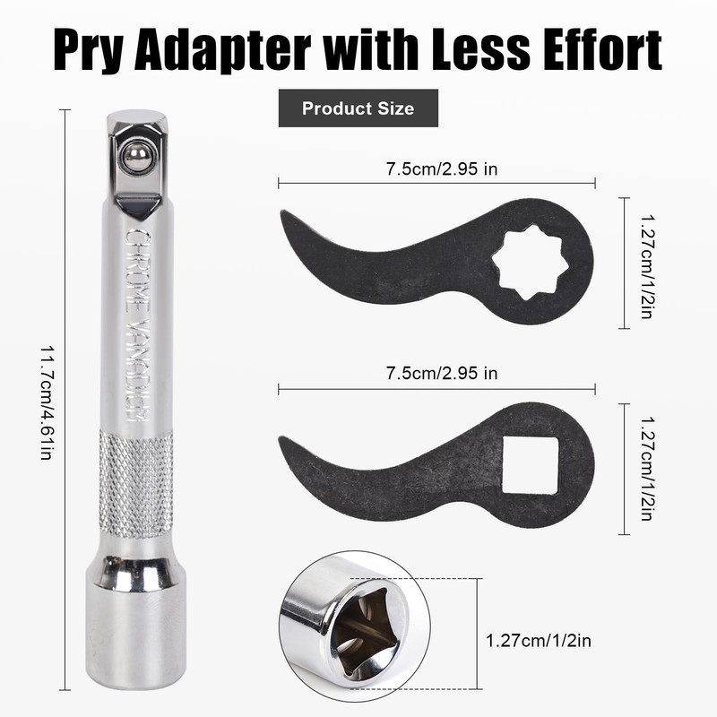 Updated Pry Bar Wrench Adapter - Juvaeny Adjustable Indexing Pry