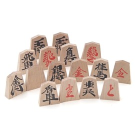 Wooden Shogi Pieces, Solid and Easy to Understand Typeface, Kaede Pressed Pieces, Paulownia Box (Red Back), Paper Board Included