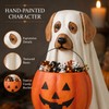 Halloween Ghost Dog Pumpkin Resin Figurine Hand-Painted Outdoor Indoor Holiday