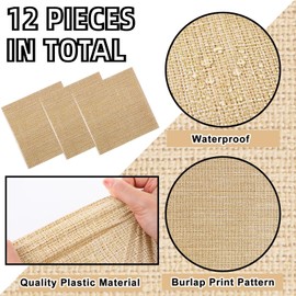Newwiee 6 Pack Plastic Table Runner 14 x 108 Inch Natural Burlap Printed Table Runners Rustic Disposable Runner Table Decoration for Home Farmhouse Kitchen Wedding Holiday Party (Rustic)