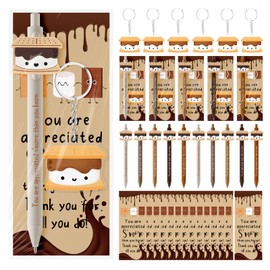 20 Sets S'more Marshmallow Appreciation Gift Bulk Back to School Gifts for Teacher Inspirational Marshmallow Ballpoint Pen Bookmark Luminous Thank You Keychain for Coworker Office