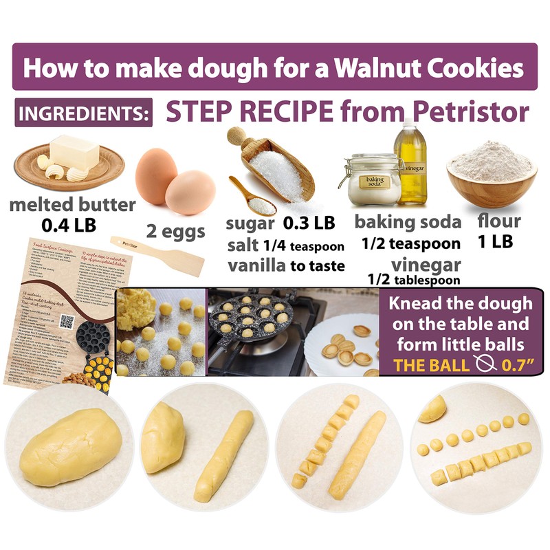Walnut Cookie Maker 12 halves non-stick coating granite stone Cookies