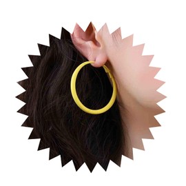 Erimberate Bohemian Circle Dangle Earrings Yellow Circle Drop Earrings Large Enamel Circle Earrings Minimalist Hollow Circle Hoop Earrings Jewelry for Women