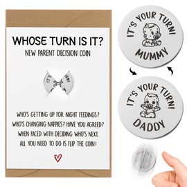 New Parents Decision Coin for Mum Dad Newborn Baby Gifts Set with Card Envelope Funny Decision Coin Stainless Steel Silver Coin for New Parents