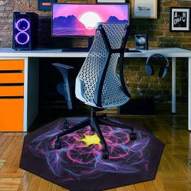 HiiARug Chair Mat for Hardwood Floor Anti-Slip Floor Protector Octagon Gaming Computer Chair Mat for Home Office Gaming Room(47"x47", Star)