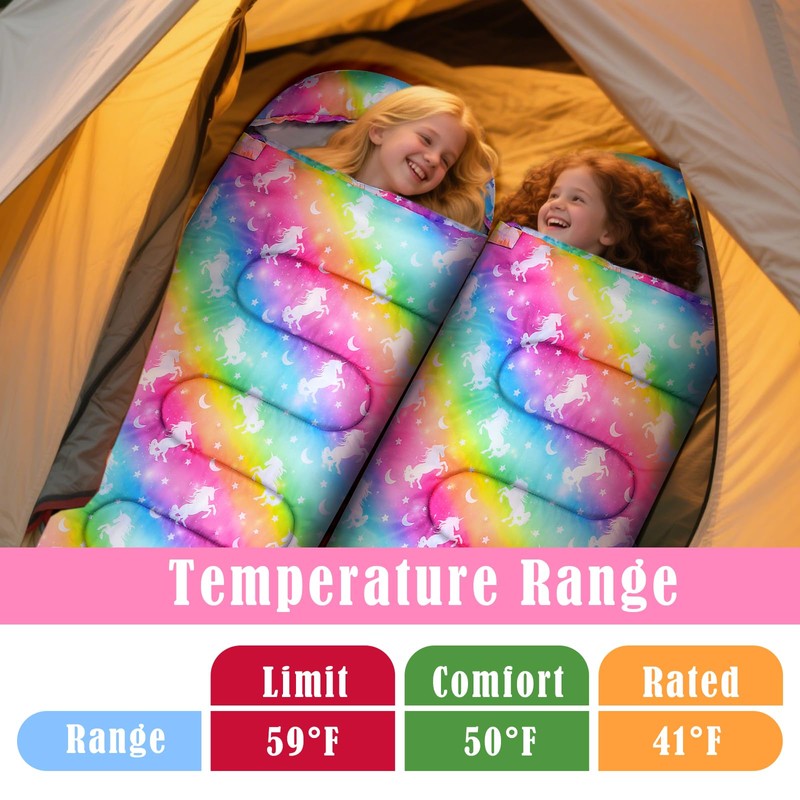 Ausletie Sleeping Bag for Kids Girls Boys, 3 Season Warm