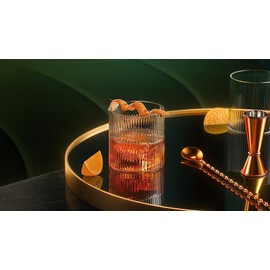 LEMONSODA Premium Vintage Straight Line Highball Cocktail Drinking Glass and Tumbler - Set of 12 - Perfect for Margaritas, Cocktails, Juices 10 oz