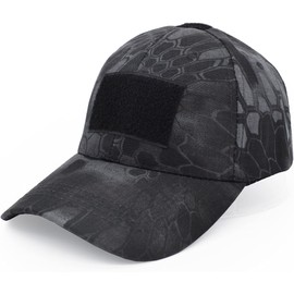 YAKASO Military Tactical Operator Cap, Outdoor Army Hat Hunting Camouflage Baseball Cap (Black CP)