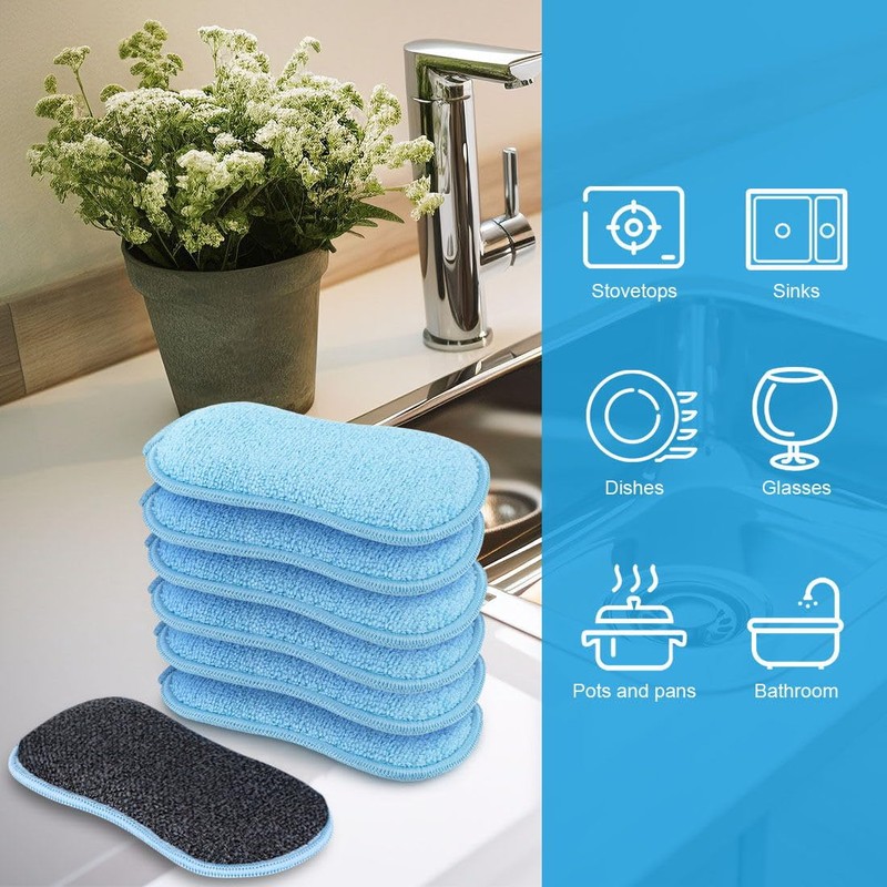 HOMEXCEL 12 Pack Multi-Purpose Scrub Sponges Kitchen, Dish Sponge, Non-Scratch