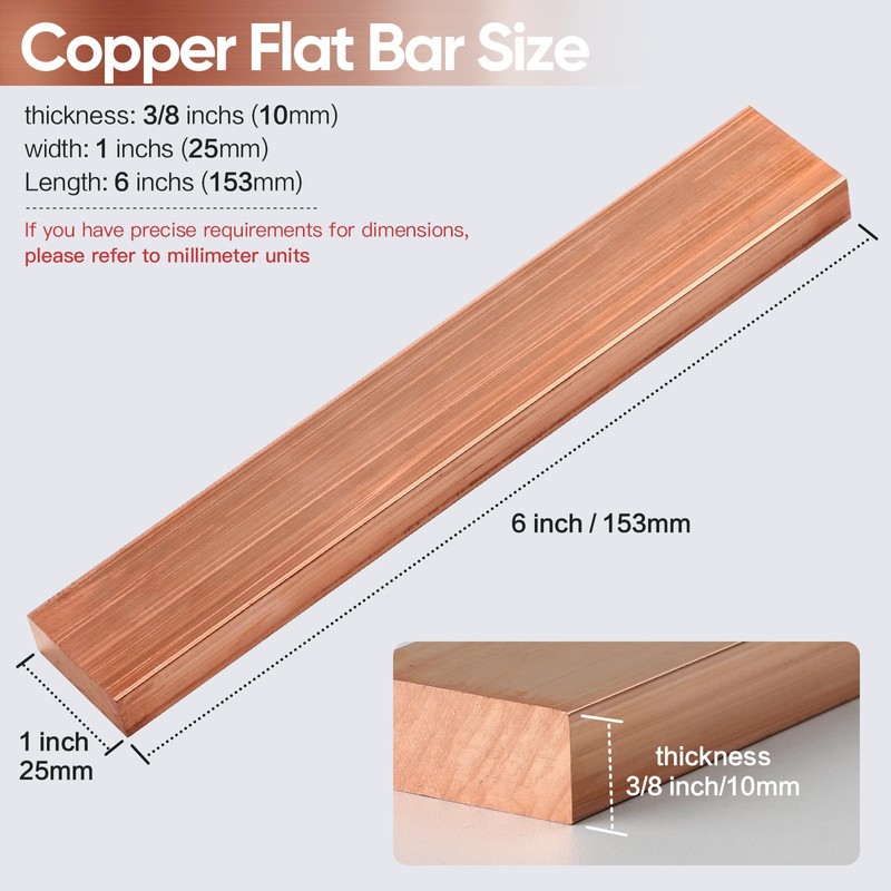 3/8 Inch Copper Flat Bar,3/8" x 1" x 6" C11