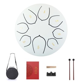 Lancoon Steel Tongue Drum with Hand Pan 6 Inches 8 Notes Durable Musical Instrument Soft Sound Rain Drum Non-Slip Easy to Play for Kids Yoga Meditation Entertainment