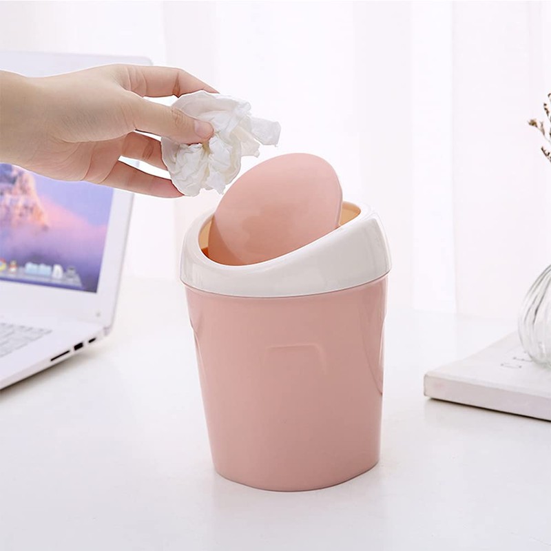 QLFJ-FurDec 2PCS Plastic Mini Wastebasket Bathroom Bins with Swing Lid