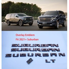AUTO 4pcs Gloss Black Door Rear Suburban Overlay Emblem letter 2021+ Suburban LT