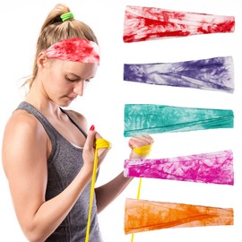 5 PCS Banda para Sudor, Deportes Diadema Antideslizante que Absorbe el Sudor y transpirable, Liviana y Cómoda, Vinchas Tejidas para Ejercicio de Gimnasio Baloncesto Correr Andar En Motocicleta etc (Rojo + Púrpura + Verde Claro + Rosa Rojo + Naranja)