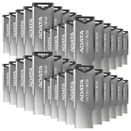 PSA COMPUTO Y PAPELERIA Memoria USB de 16 GB de Capacidad ADATA Modelo (UV250) Kit de 40 Unidades de Material metálico con Interfaz 2.0 Color Plateado