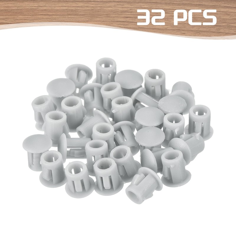 Sourcing Map 32PCS 6mm(1/4") Light Gray Plastic Hole Plugs, Flush