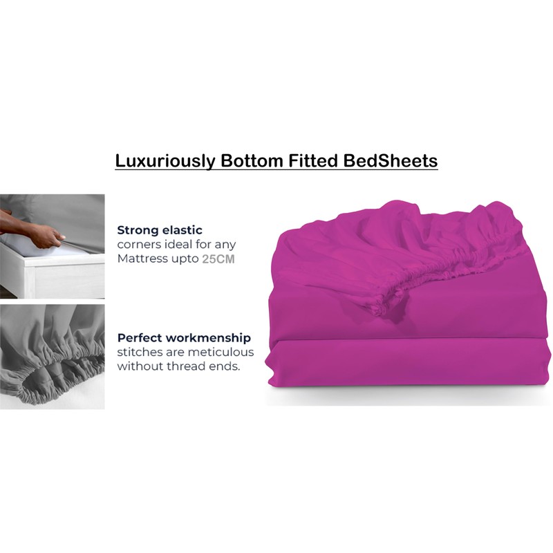 Bottom Fitted Sheets Stretches Up to 25cm Deep Mattress Pocket