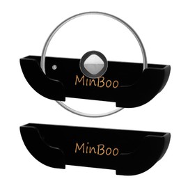 MinBoo Bamboo Pot Lid Organizer for Cabinet Door - Cupboard Pot and Pan Lid Holders for Lids, Easy to Install Wall Mount Pot Lid Organizer for Kitchen