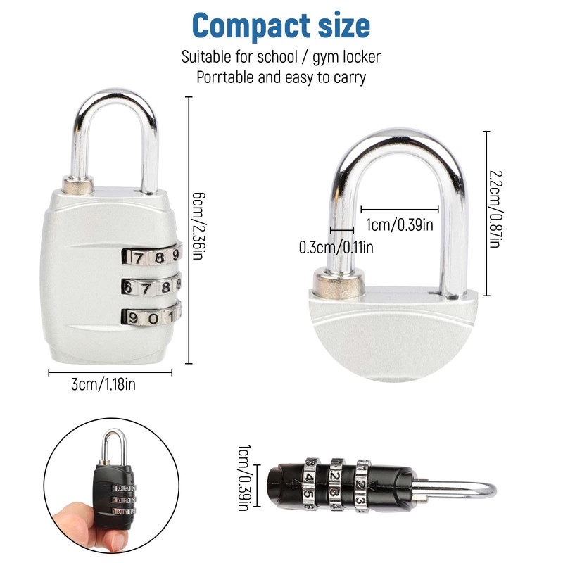 Combination Padlock, 6Pack Luggage Locks Code Padlock, 3 Digit Outdoor