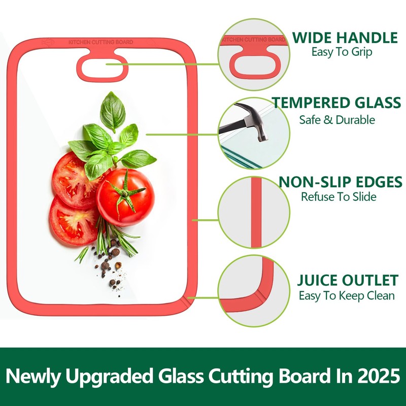 Tempered Glass Cutting Board for Kitchen Counter – Dishwasher Safe,
