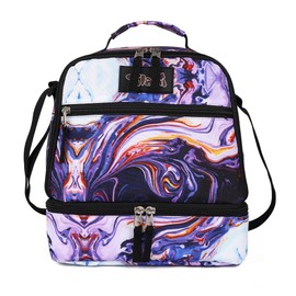 Tilami Lunch Bags Insulated Adjustable Strap Zipper, Water-Resistant Cooler Bags, Bento Bags for Kids Toddlers, Painting Purple