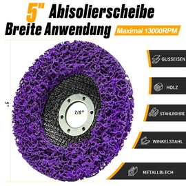 NuoDunco 125 mm CSD Disc, Pack of 5 Purple Cleaning Discs Sanding Discs, Nylon Flex Discs Removal of Paints Rust for Angle Grinders