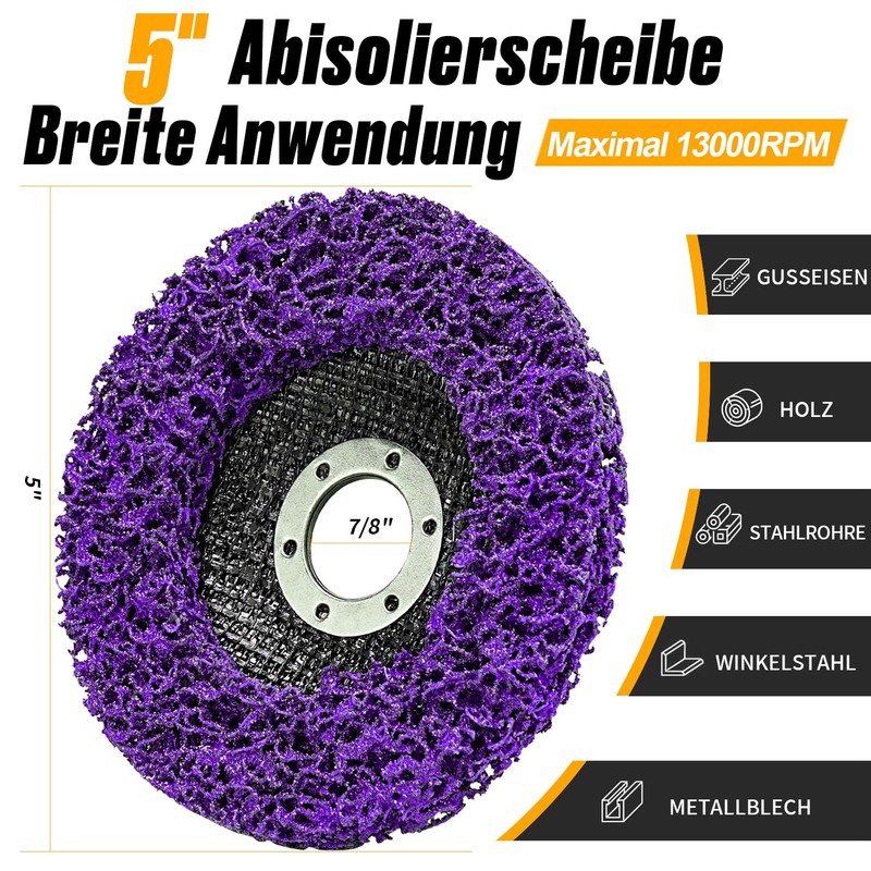NuoDunco 125 mm CSD Disc, Pack of 5 Purple Cleaning